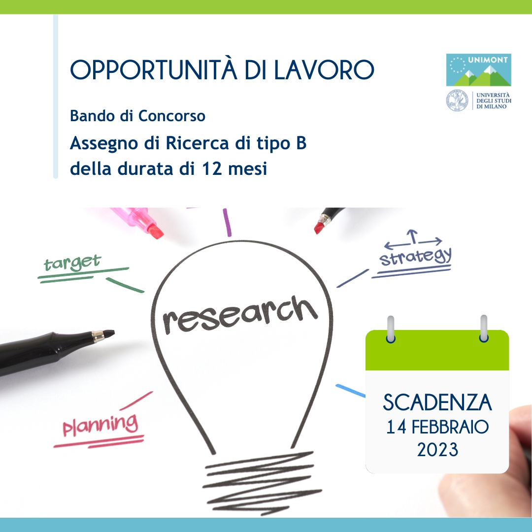 bando di concorso promosso da UNIMONT assegno di ricerca di tipo B della durata di 12 mesi federbim concorso