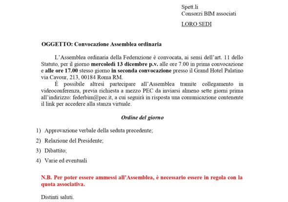convocazione assemblea federbim